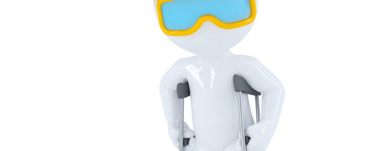 Construction worker/builder on crutches