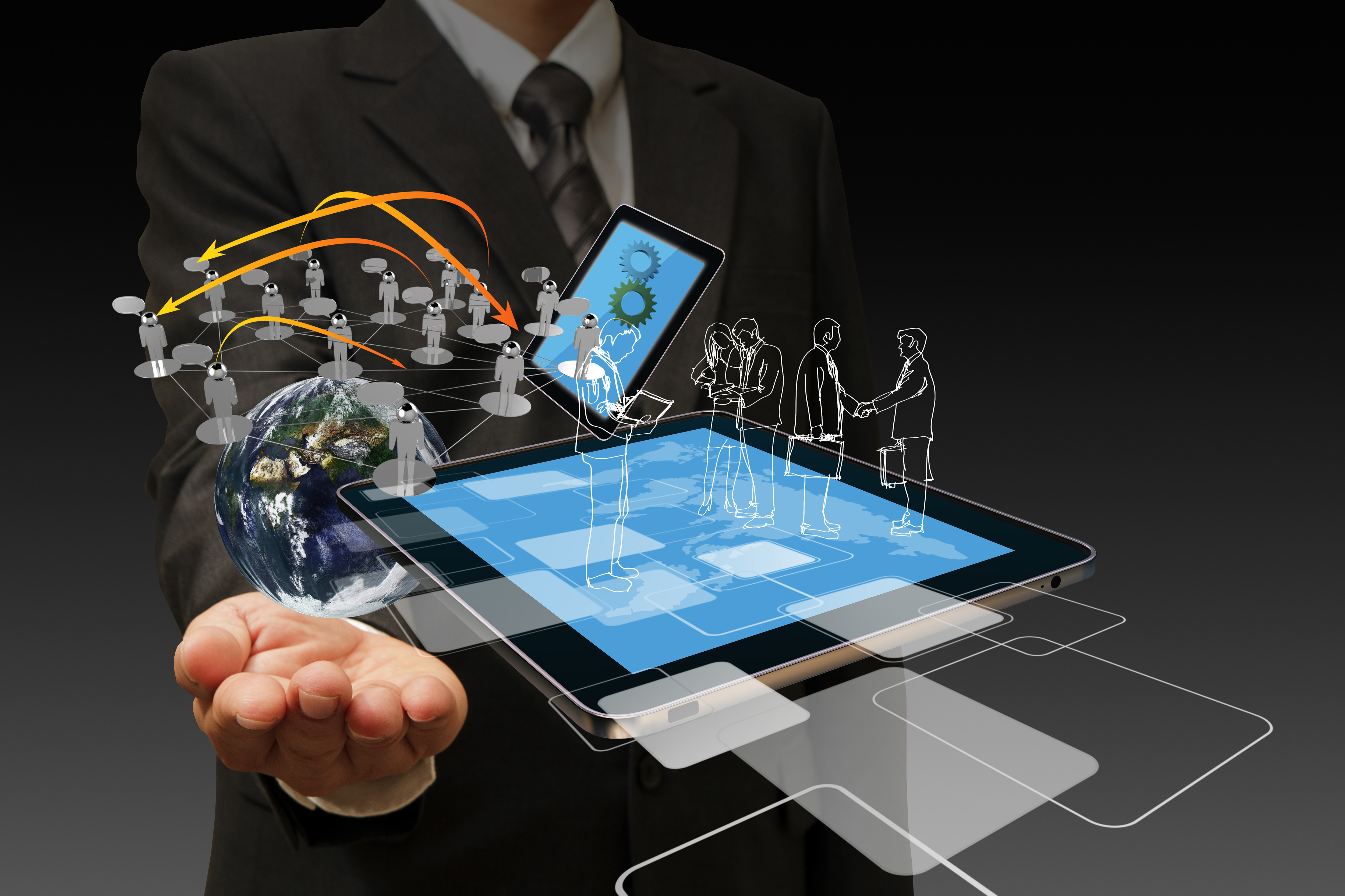 Technology in the hand of businessmen