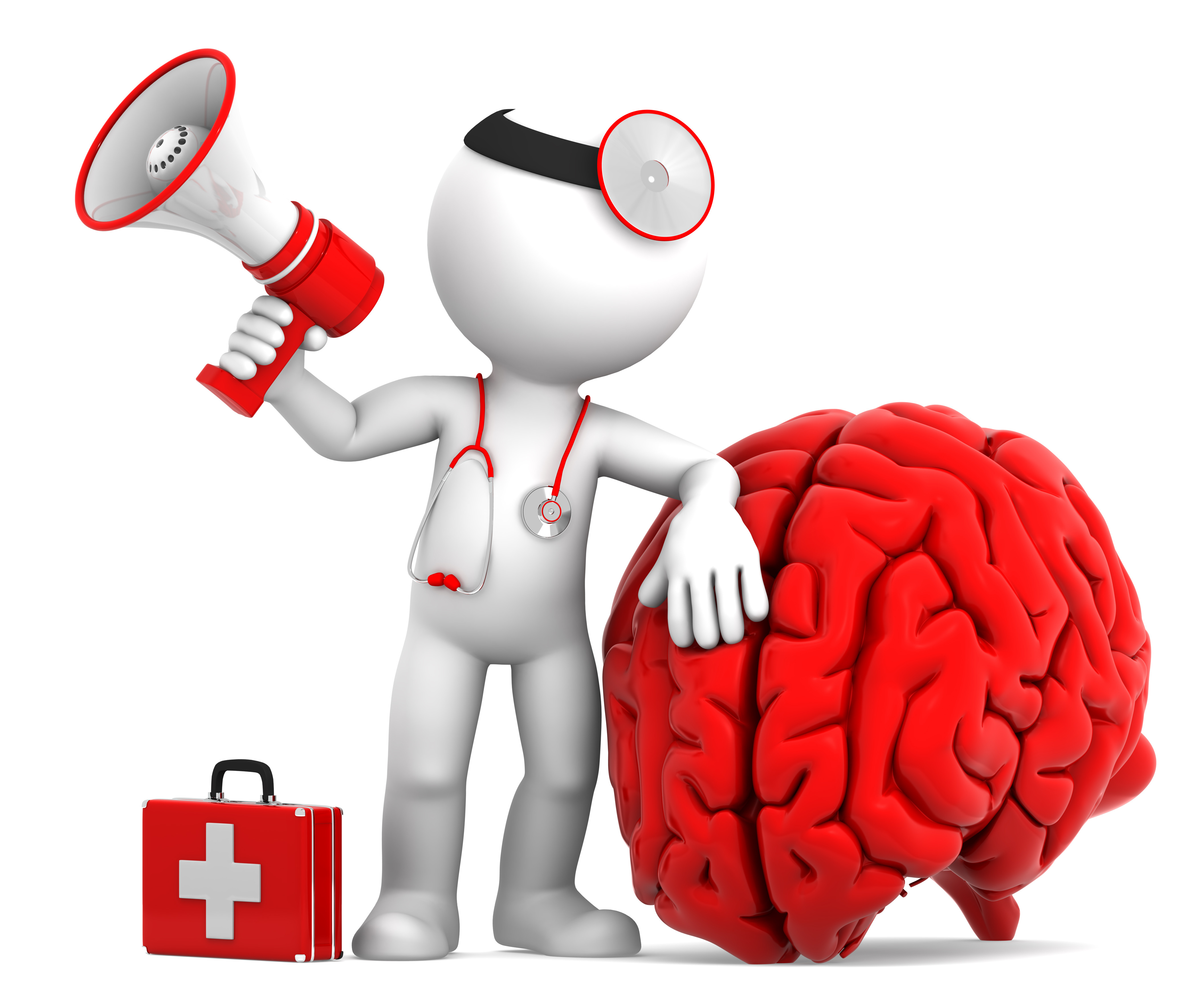 Medic with big red brain
