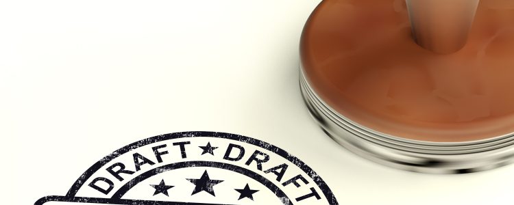 Draft Stamp Shows Outline Document Or Letters