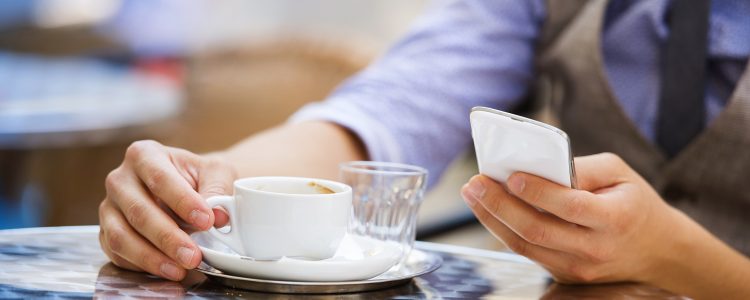 Hipster businessman in cafe