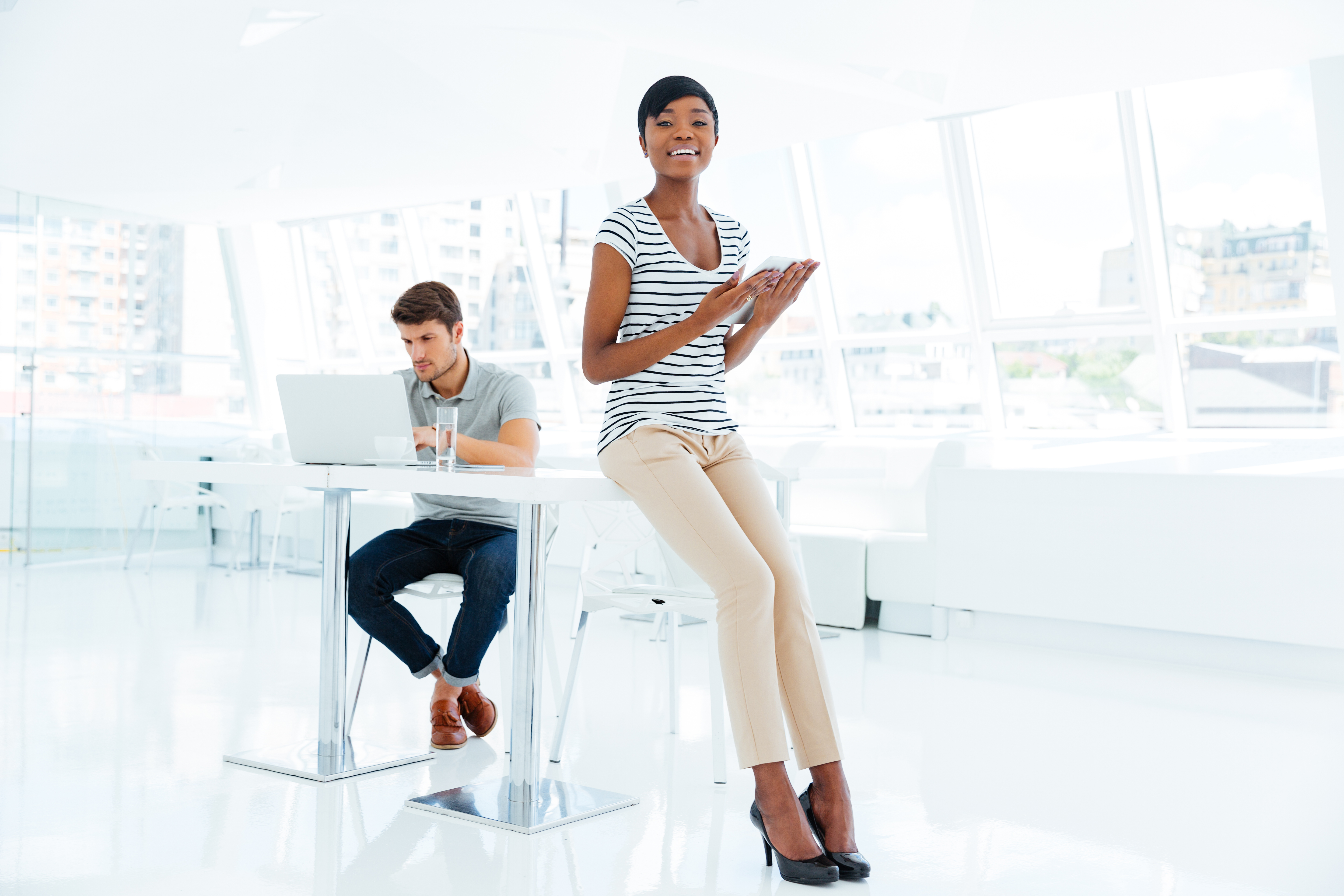 Group of young business people working in team in office