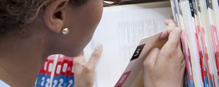 Medical professional with medical records