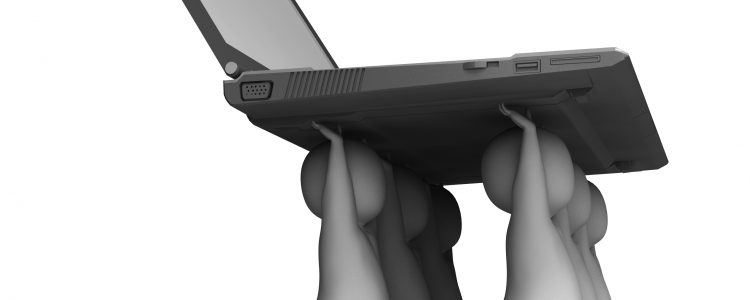 Laptop And Characters Showing Web Programming Online