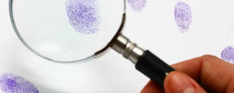 Police Examine A Fingerprint Left By A Suspect