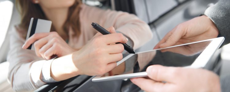 Modern way of signing contract of buying car